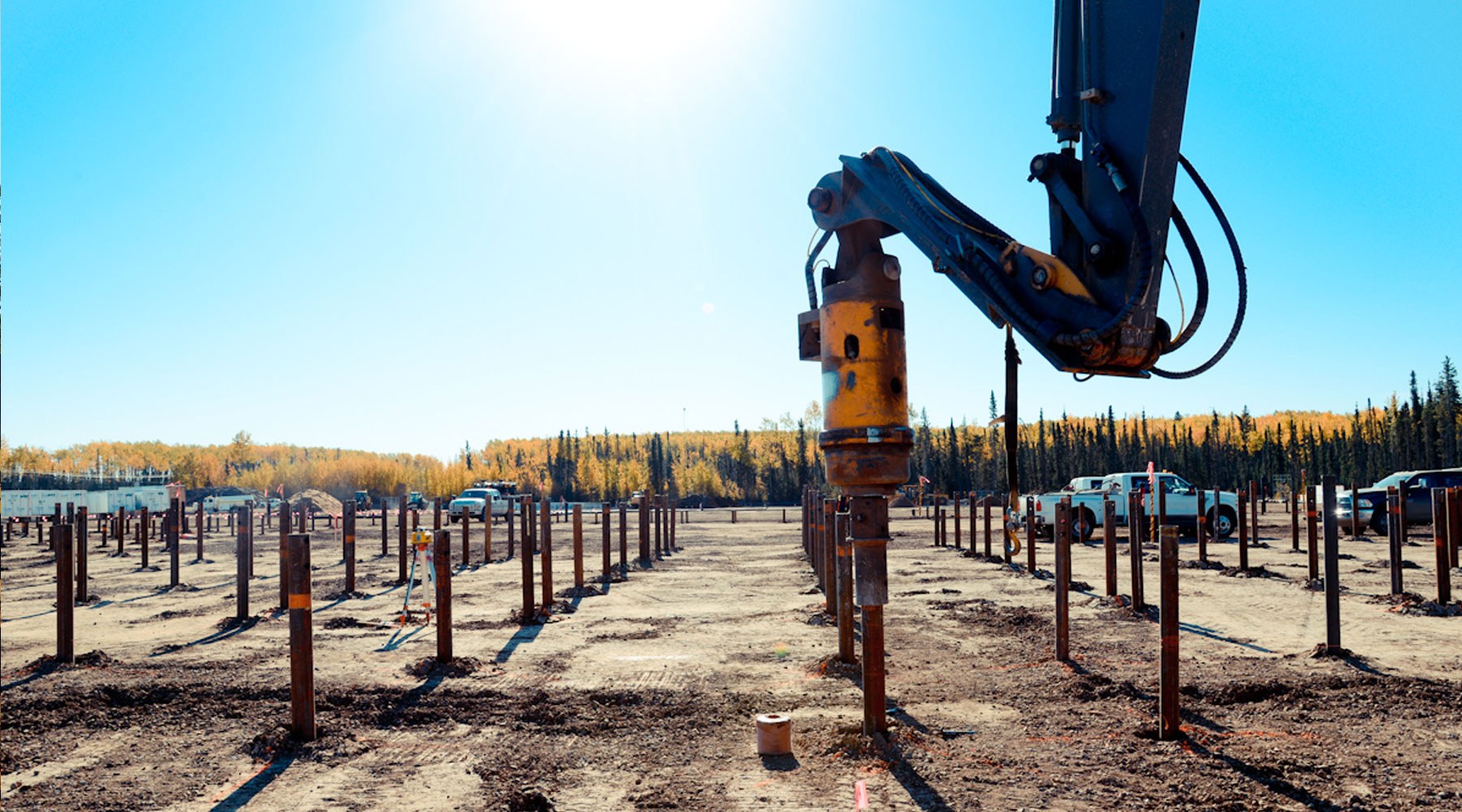 Pile driving being carried out Pile driving being carried out