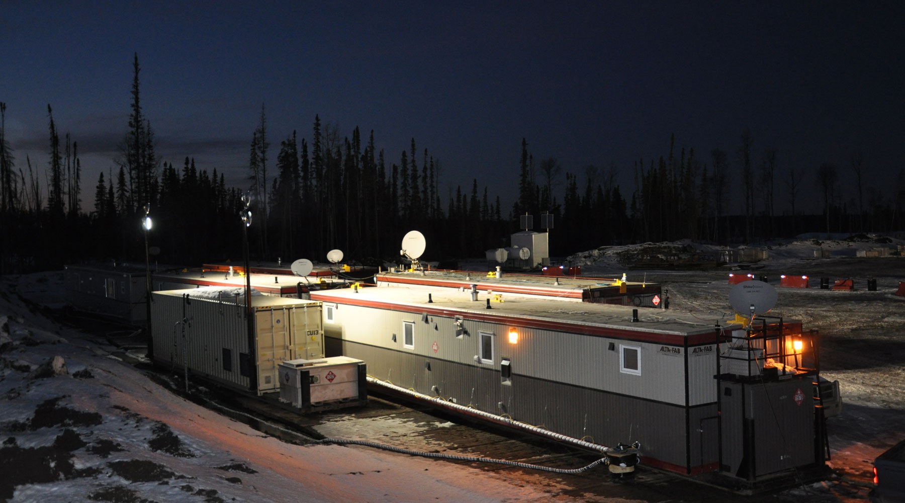 A work camp photographed at night A work camp photographed at night